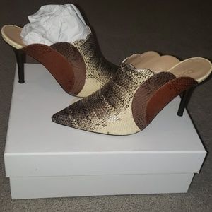 Chloe snake skin mules